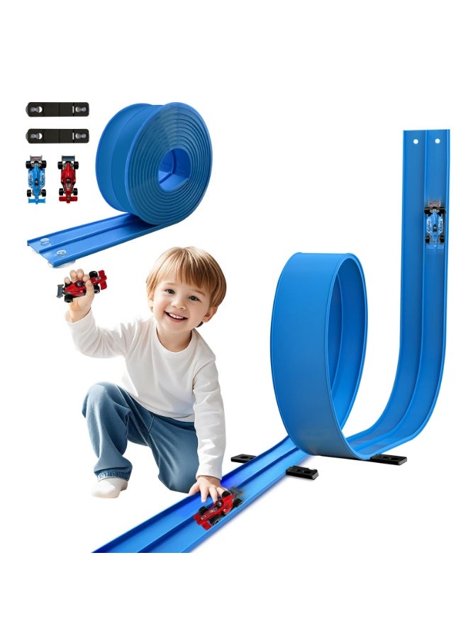 مسارات مرنة 15 قدم للأطفال ، مسار منحدر سيارة السباق المرن مع عجلات ساخنة وسيارات 1/64 ديكاست ، مسار سباق مزدوج الجانبين مع 2 سيارات سباق صغيرة ، ألعاب هدايا لسن 3 4 5 6 7 سنوات الأولاد البنات الأطفال - Image 1